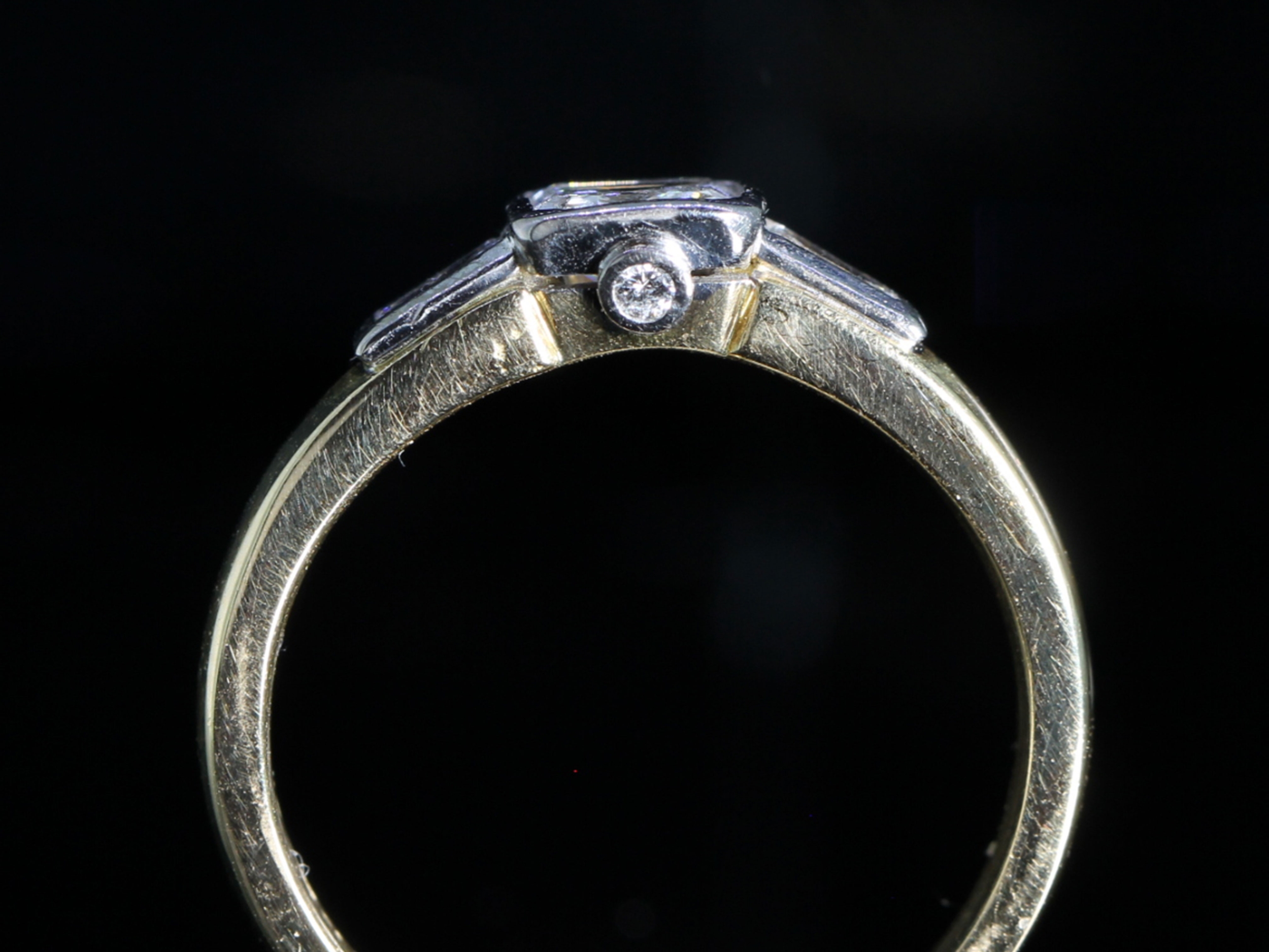  Vintage Princess and Baguette Diamond 18ct Gold Ring