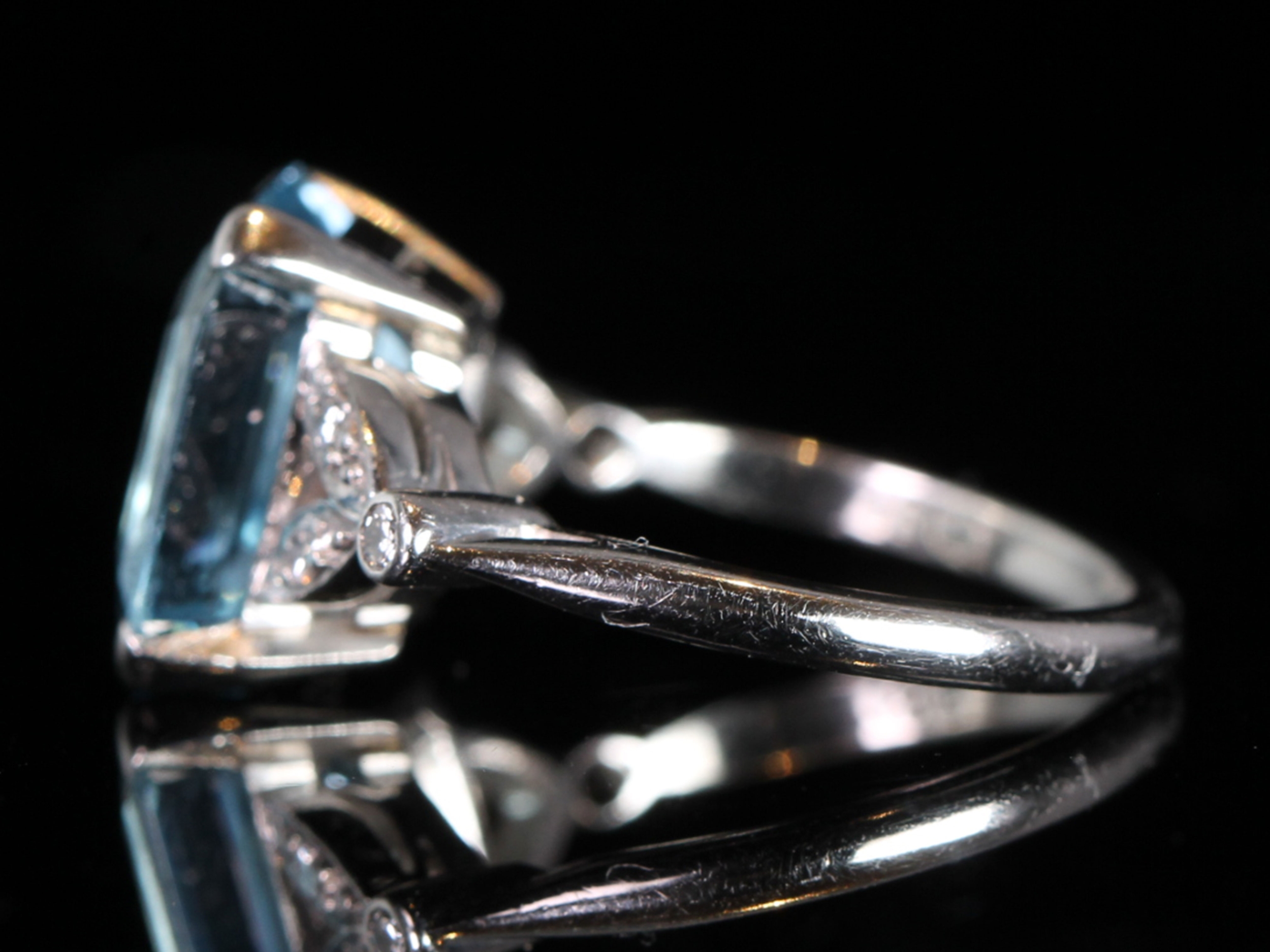 Vintage 5 Carat Aquamarine and Diamond 18ct Gold Ring