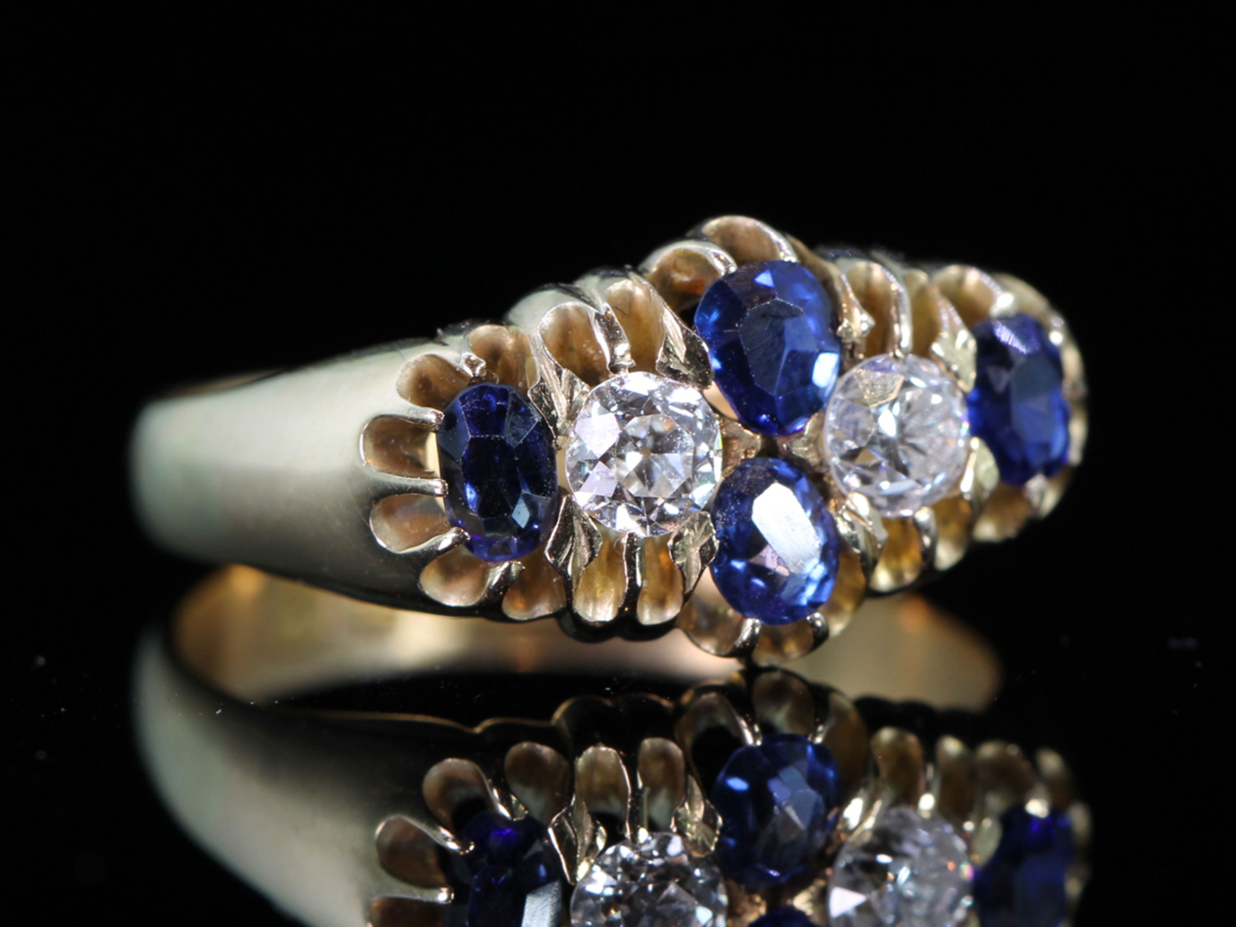 Edwardian Sapphire and Diamond 18ct Gold Ring