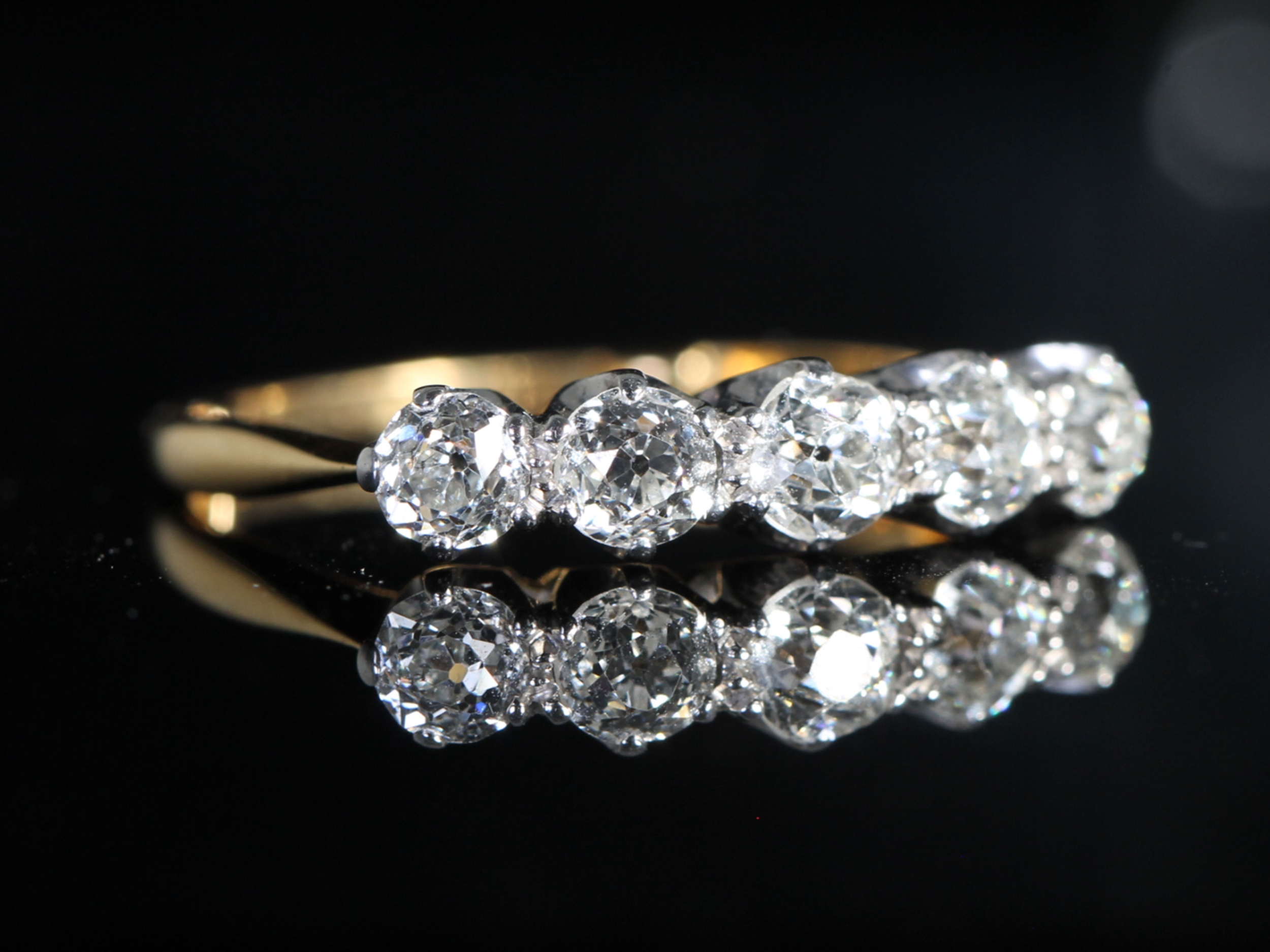 Edwardian Five Stone Diamond 18ct Gold Ring