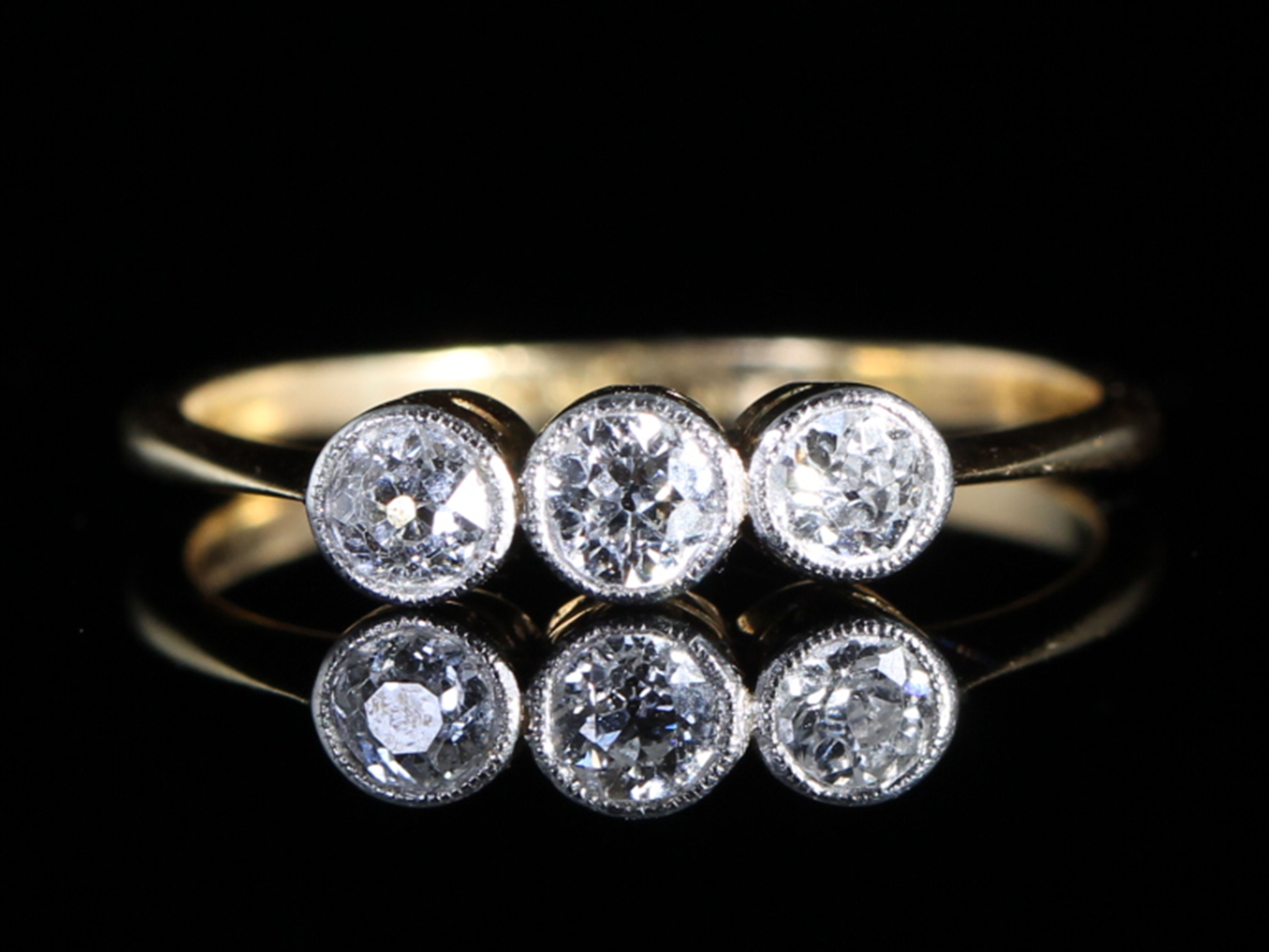 Edwardian Diamond 18ct Gold Trilogy Ring