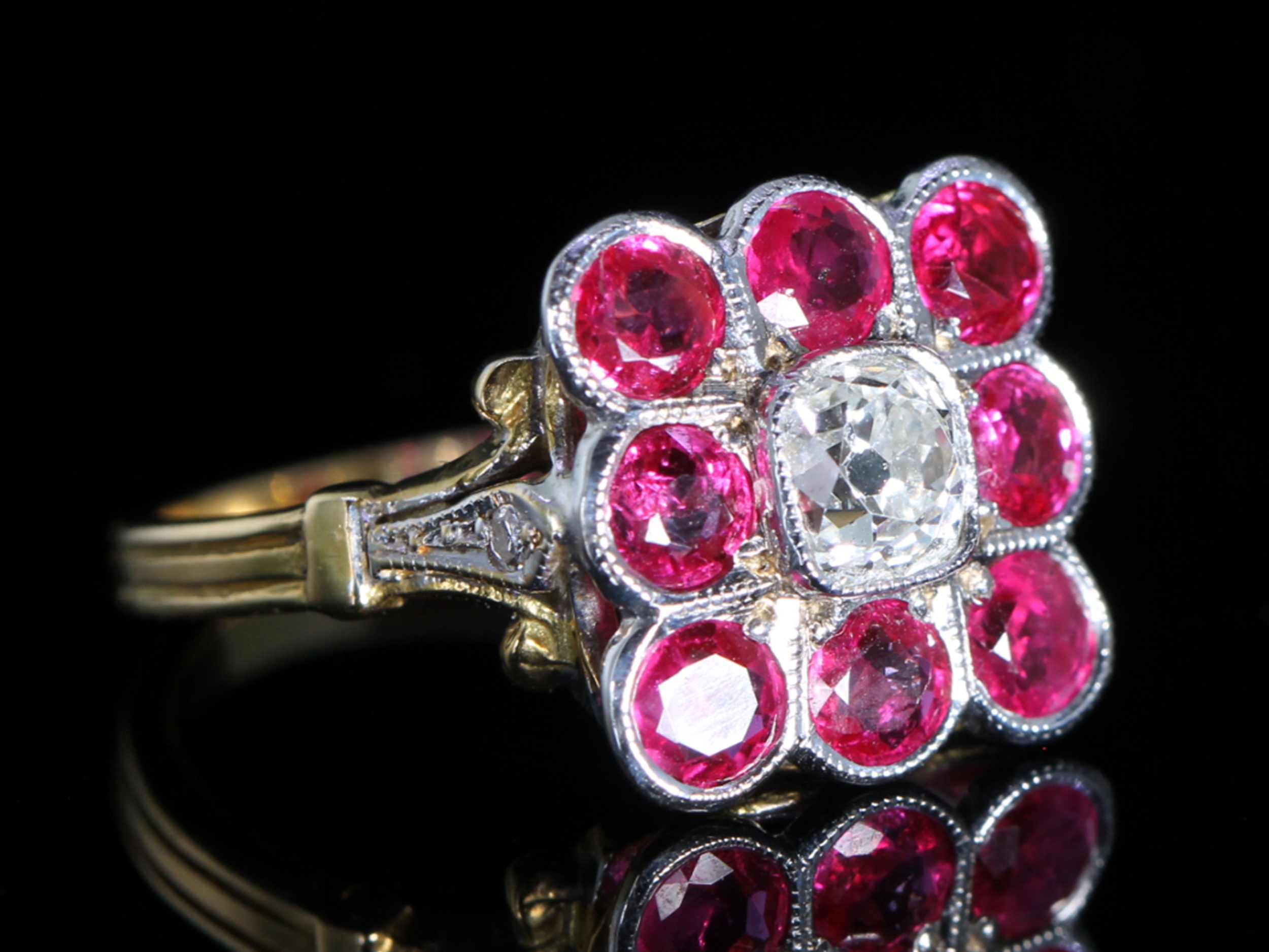 Edwardian Burmese Ruby and Diamond 18ct Gold Ring