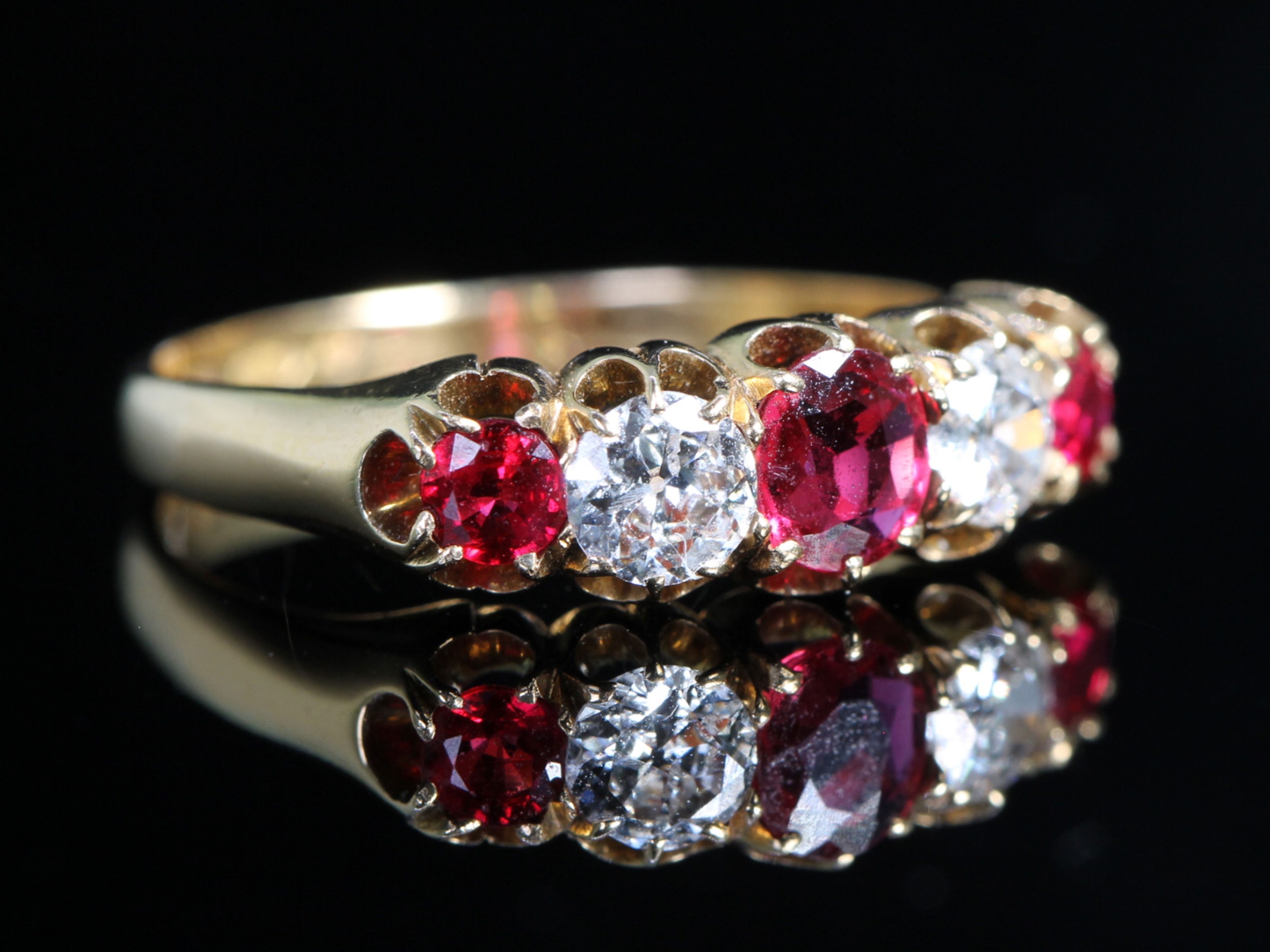 Edwardian Ruby and Diamond 18ct Gold Gypsy Ring