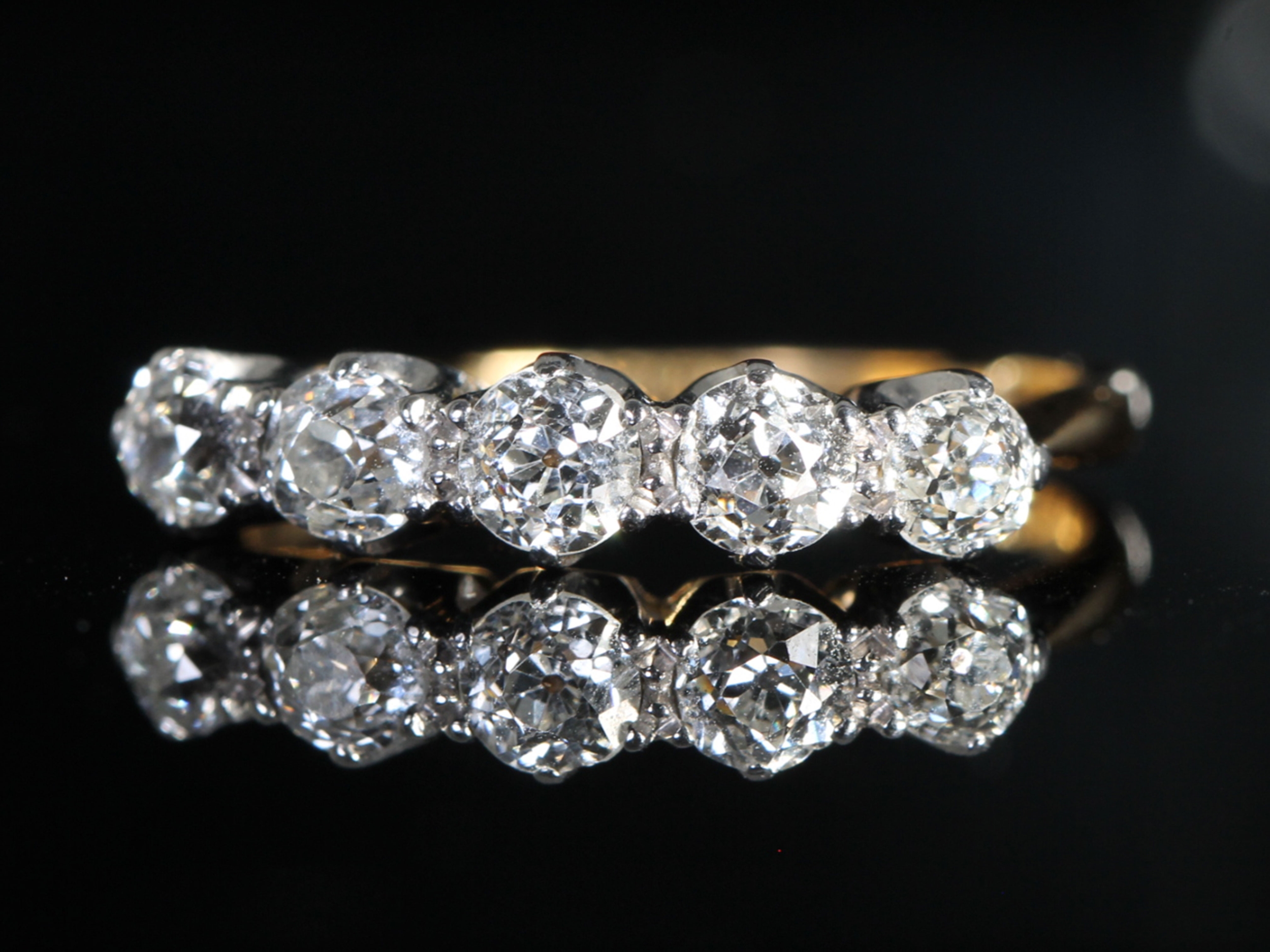Edwardian Five Stone Diamond 18ct Gold Ring