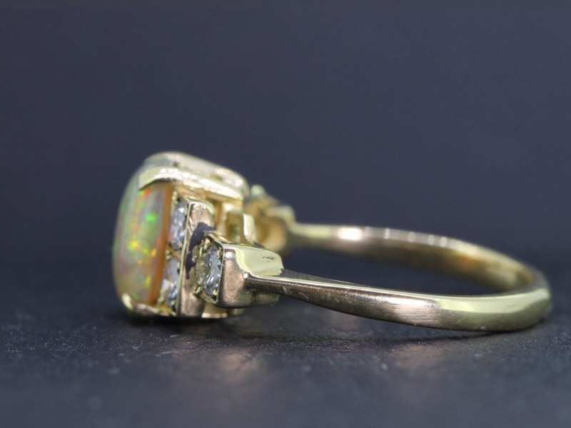 OPAL AND DIAMOND ART DECO INSPIRED 18 CARAT GOLD RING