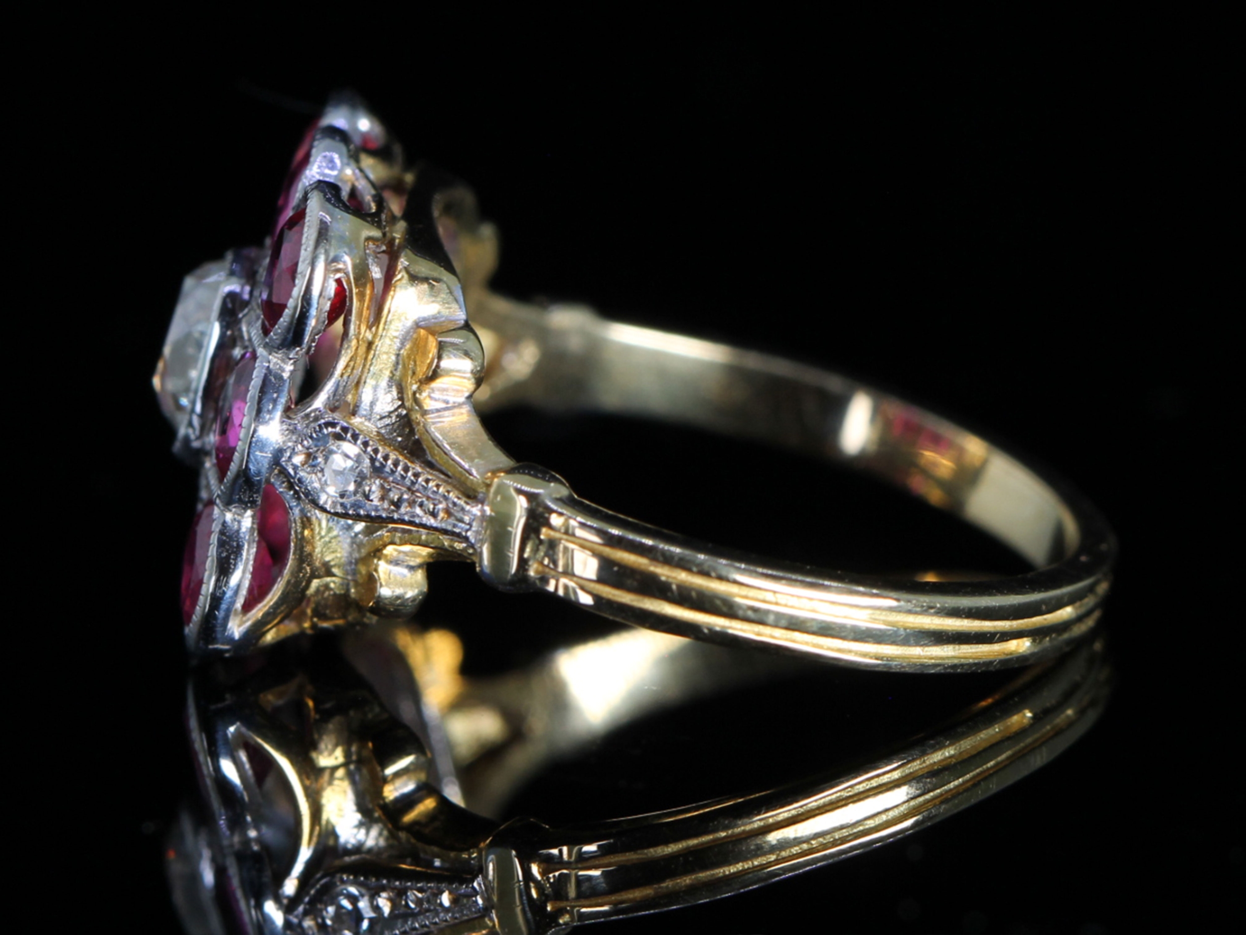Edwardian Burmese Ruby and Diamond 18ct Gold Ring