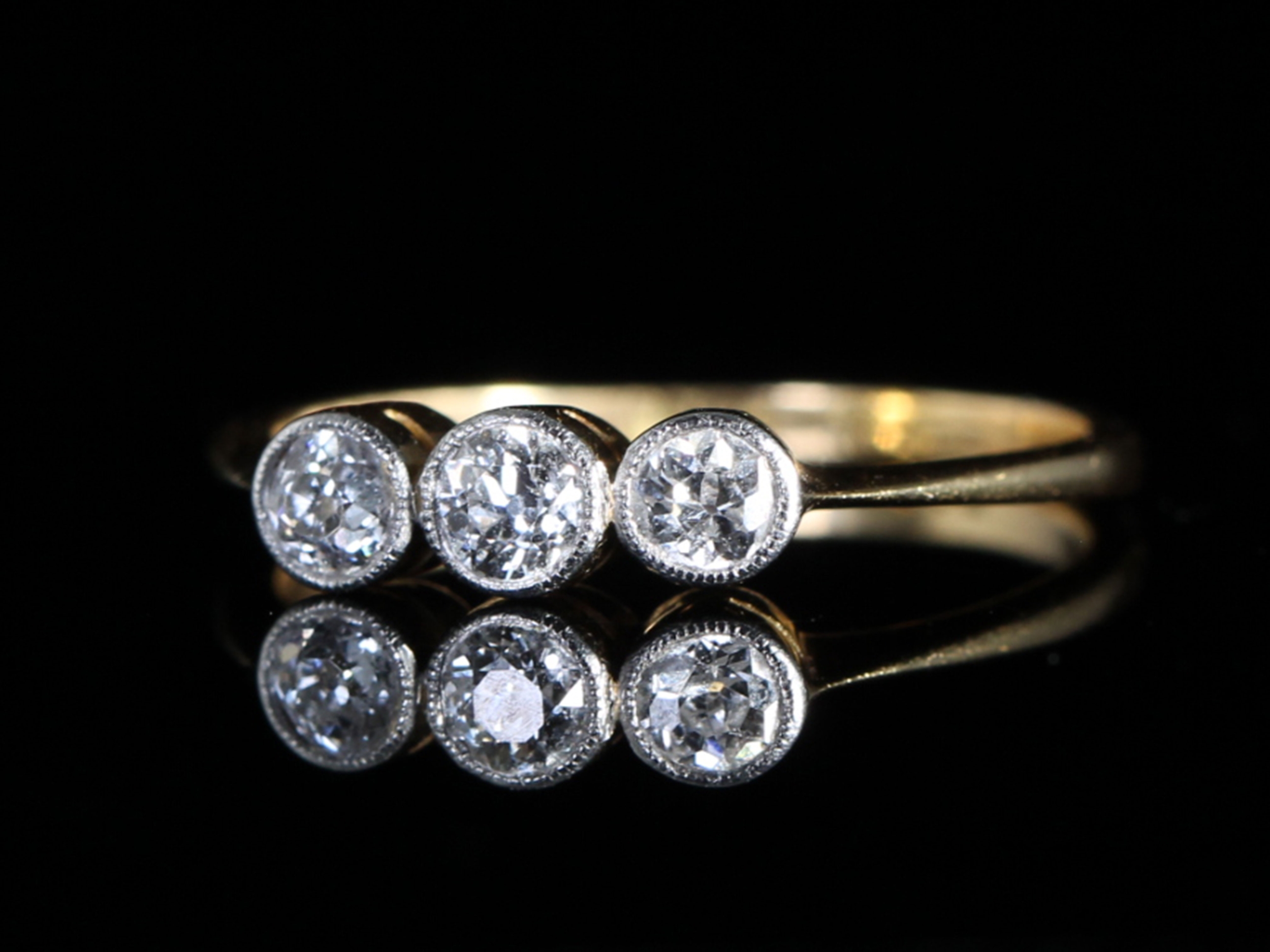 Edwardian Diamond 18ct Gold Trilogy Ring