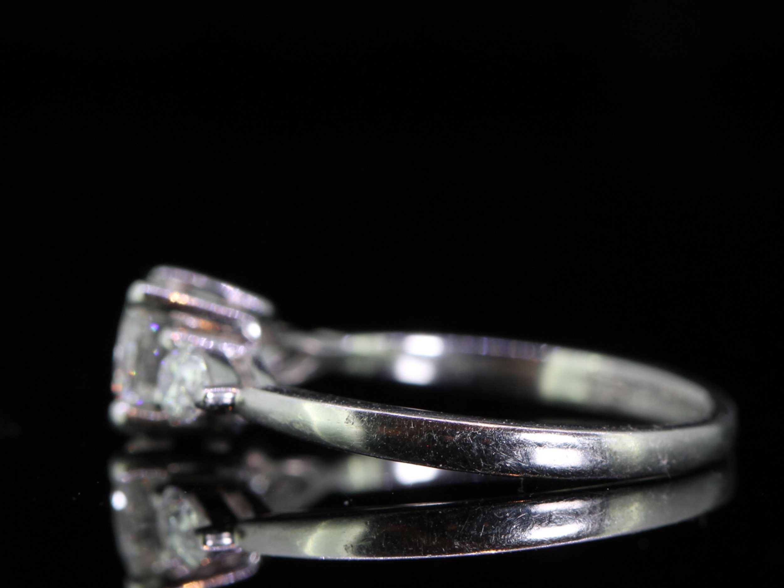 Stunning Platinum Brilliant and Pear Cut Diamond Trilogy Ring
