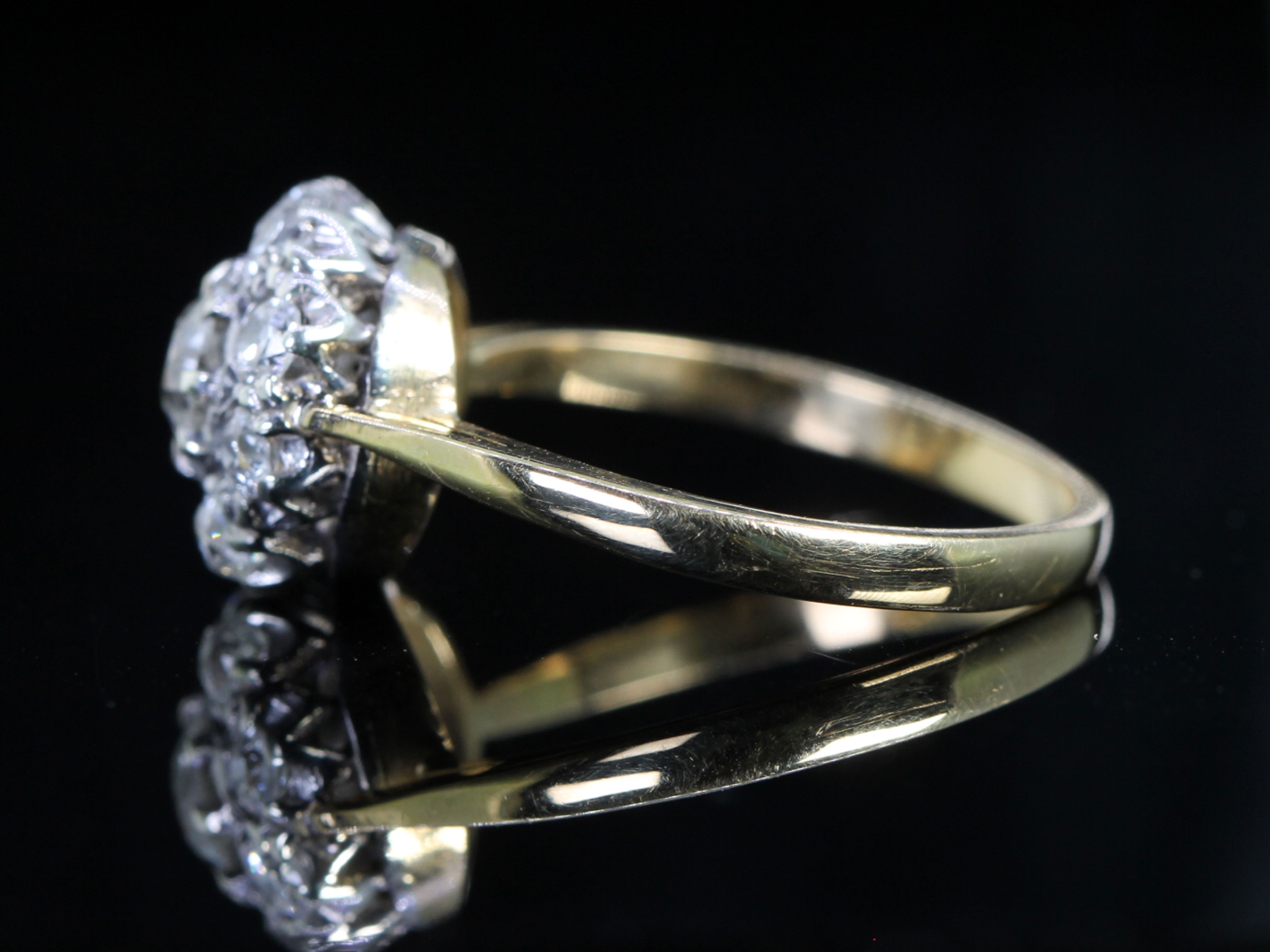 Edwardian Old Mined 2ct Diamond 18ct Gold Cluster Ring