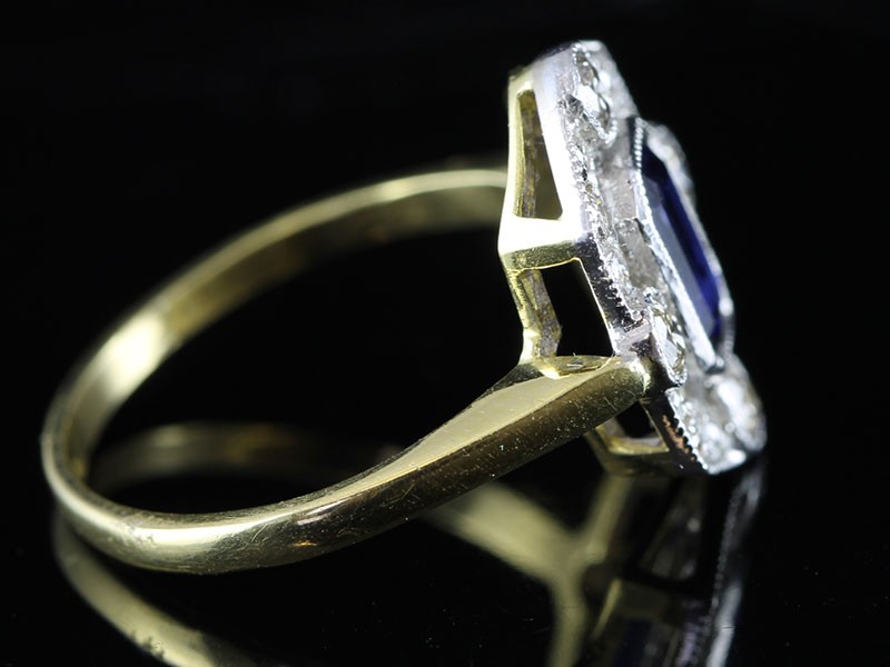 IRRESISTABLE INSPIRED ART DECO SAPPHIRE AND DIAMOND 18 CARAT RING