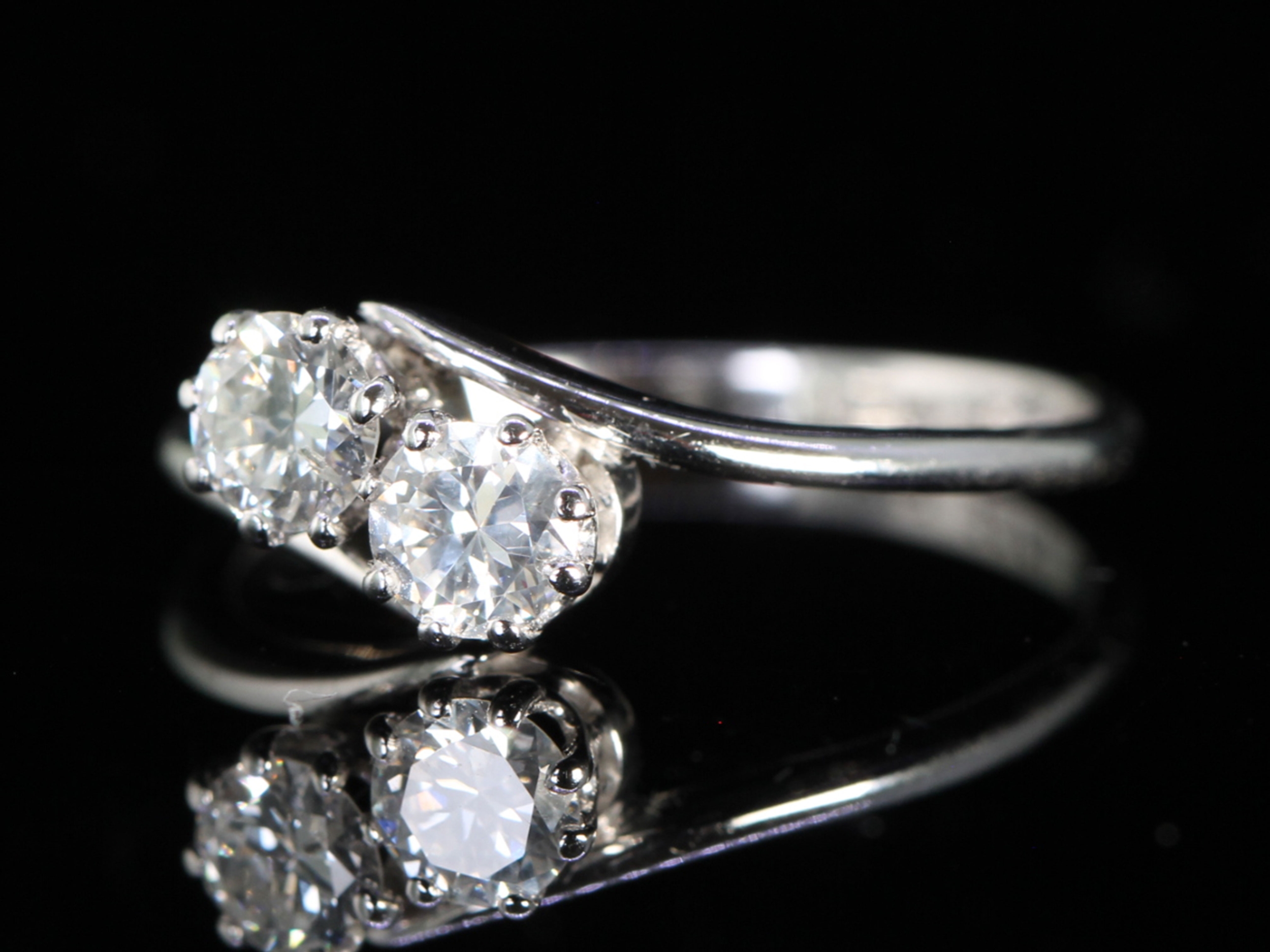 Vintage Toi et Moi Diamond on a Twist 18ct Gold and Platinum Ring