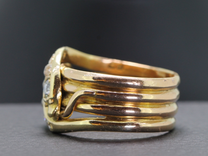 GORGEOUS 18 CARAT GOLD DIAMOND DOUBLE SNAKE RING DATED 1908