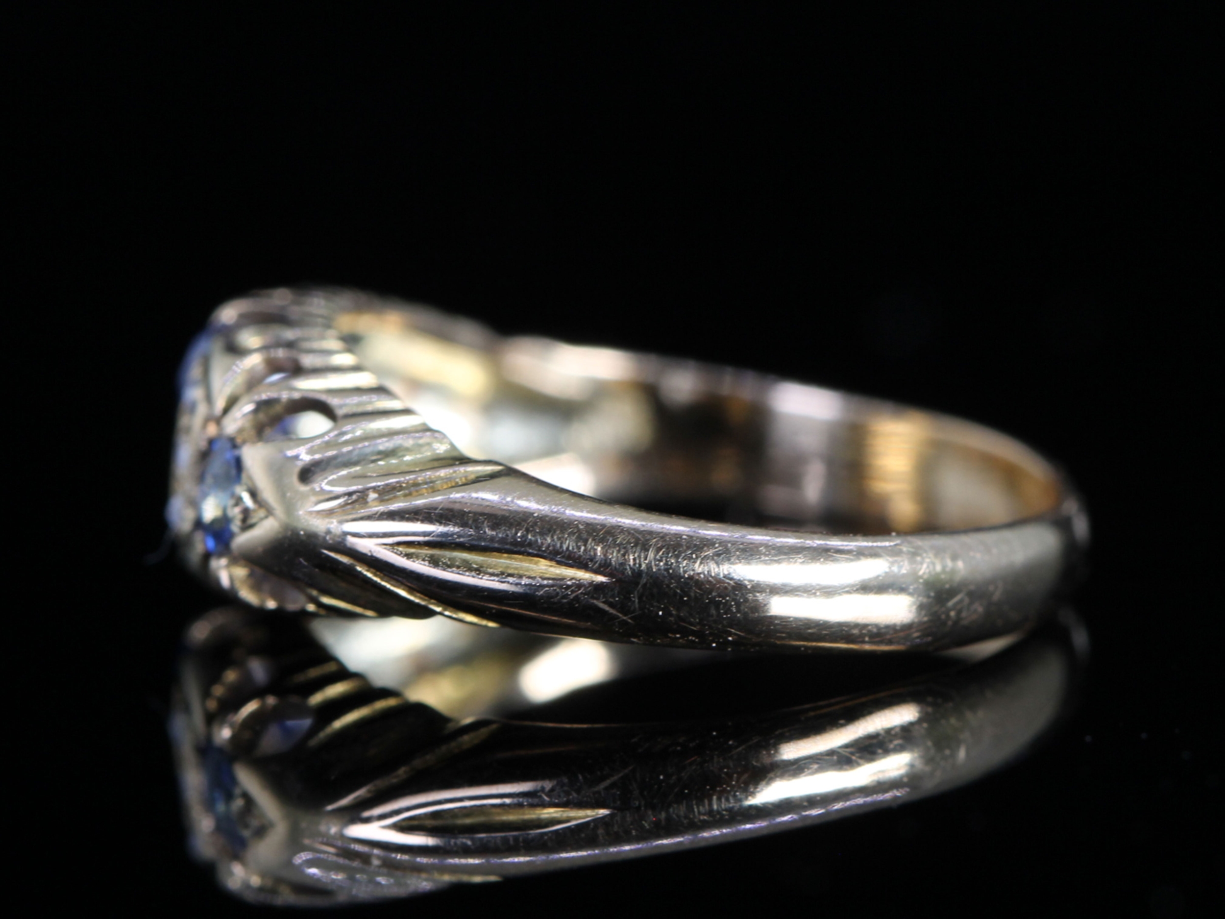 Edwardian Sapphire and Diamond 18ct Gold Gypsy Ring