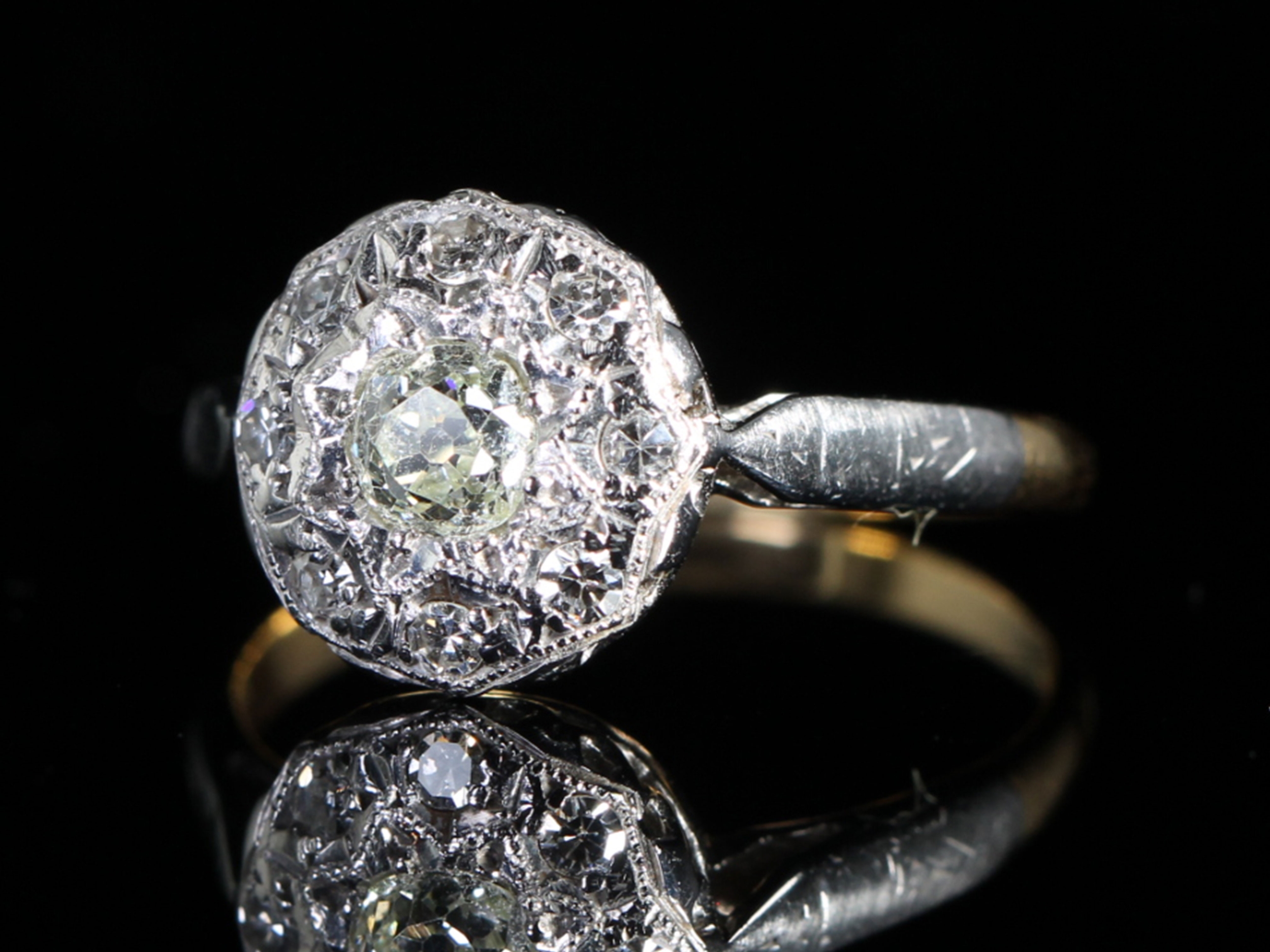 Art Deco Diamond Coronet Platinum and 18ct Gold and Platinum Ring