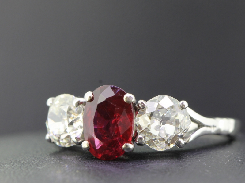 FABULOUS RUBY AND DIAMOND  GOLD TRILOGY RING