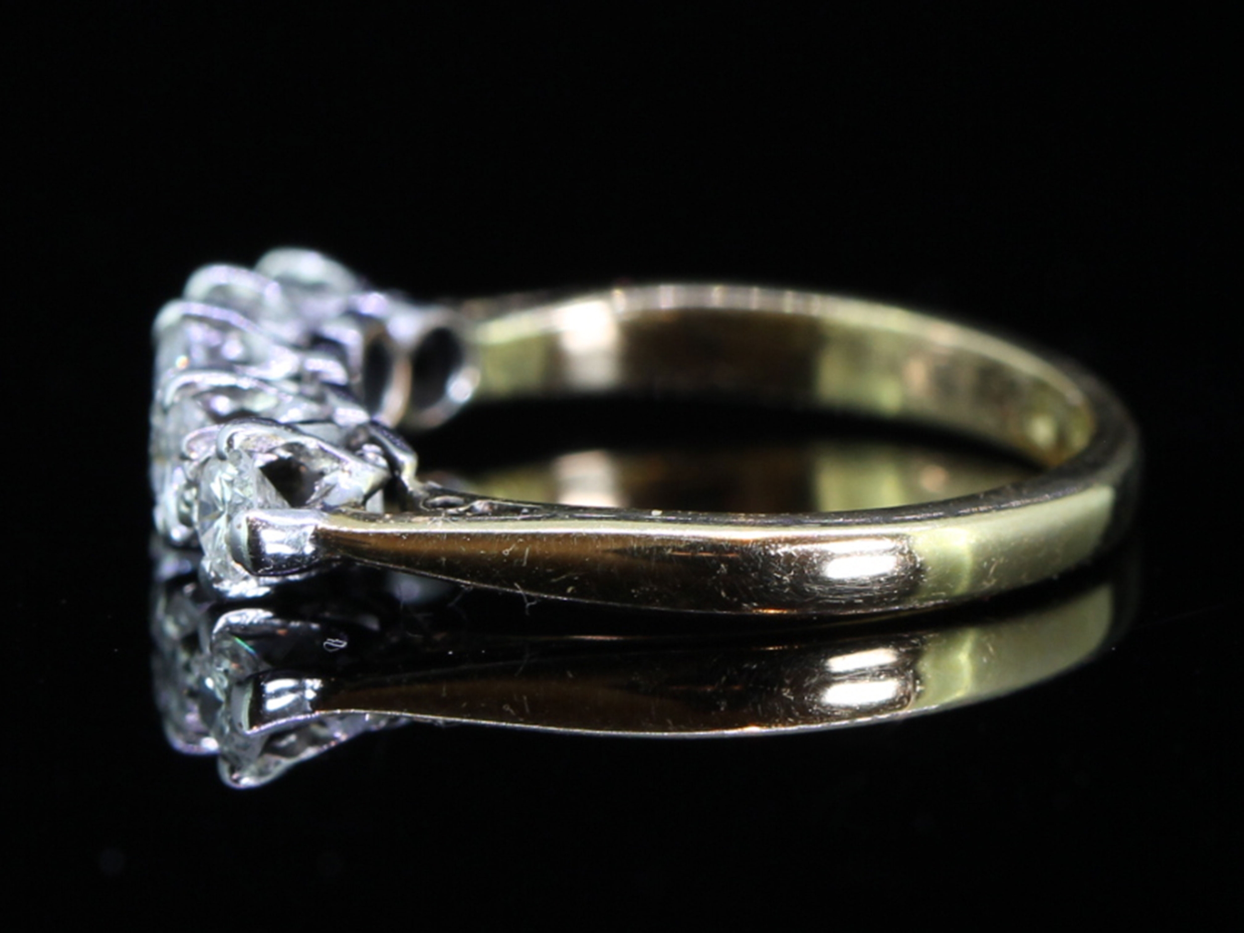 Dramatic 5 Stone Platinum and 18 Carat Gold Ring