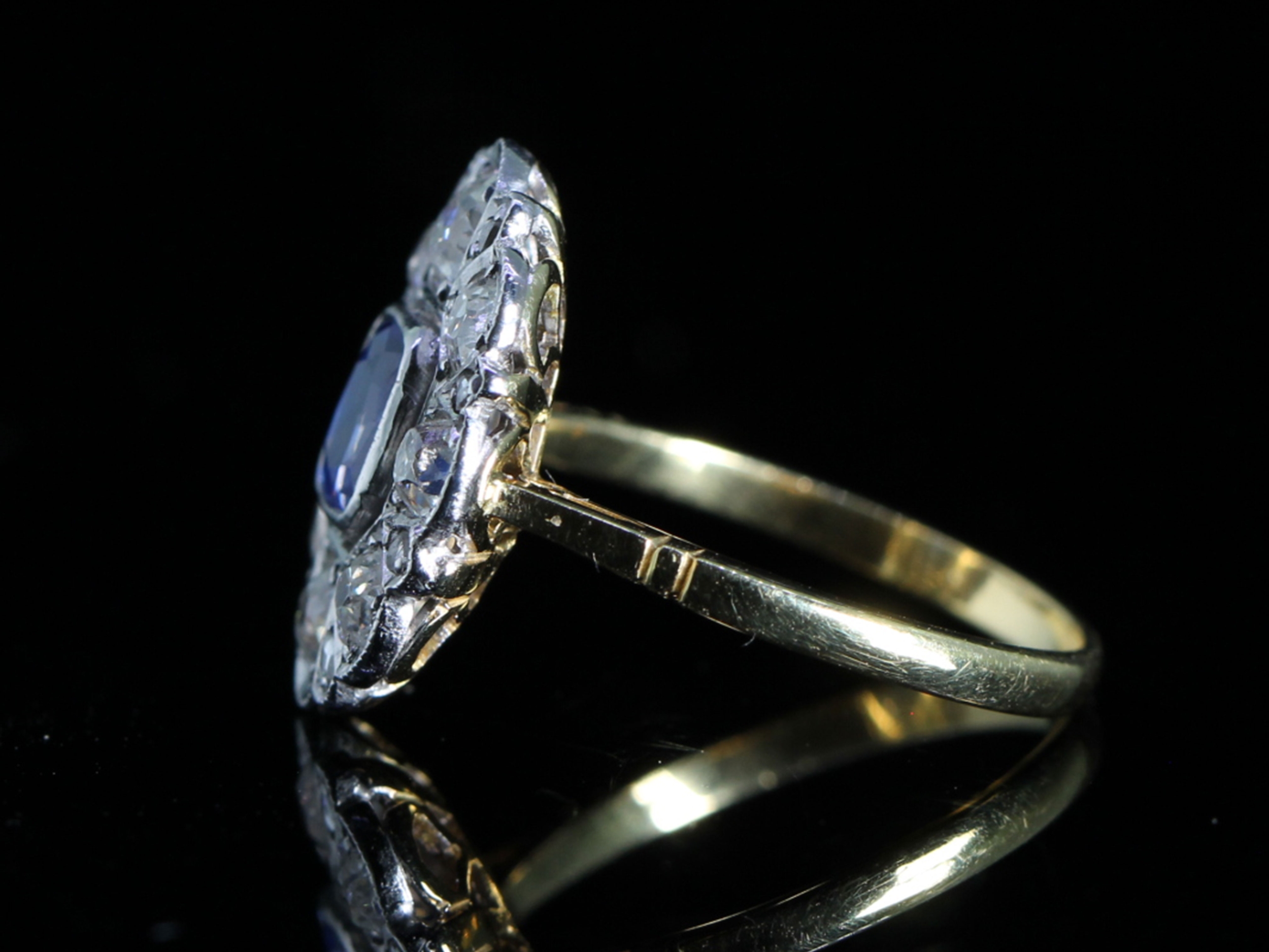 Vintage Sapphire and Diamond 18ct Gold Cluster Ring