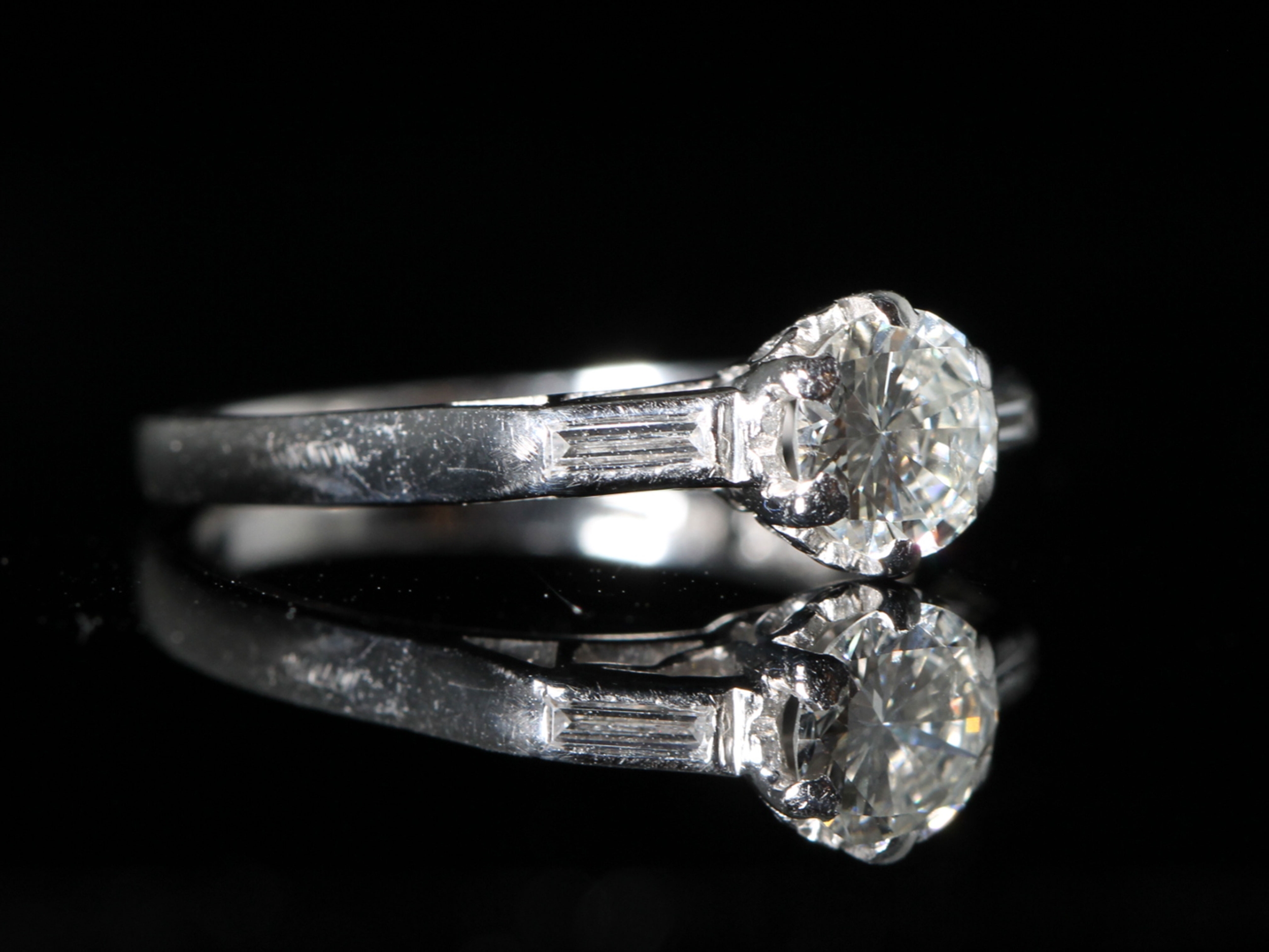 Circa 1950s Diamond Solitaire Platinum Ring