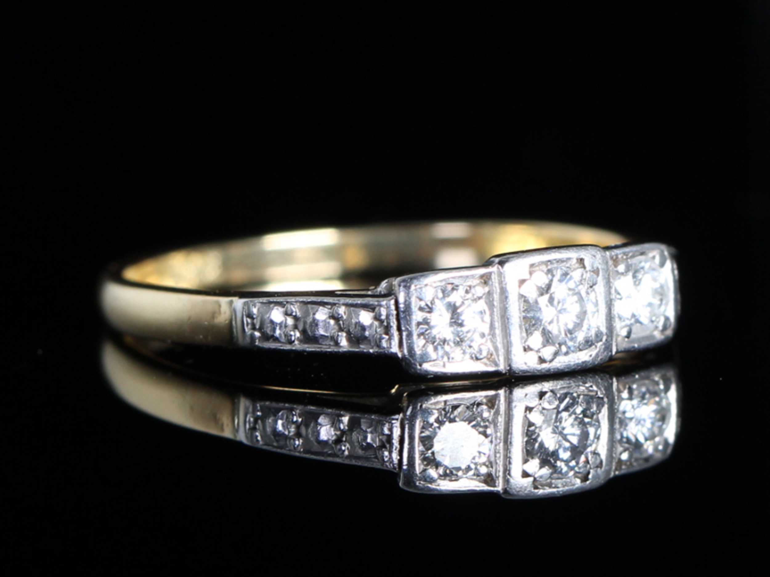 Art Deco Diamond Trilogy Platinum and 18ct Gold Ring