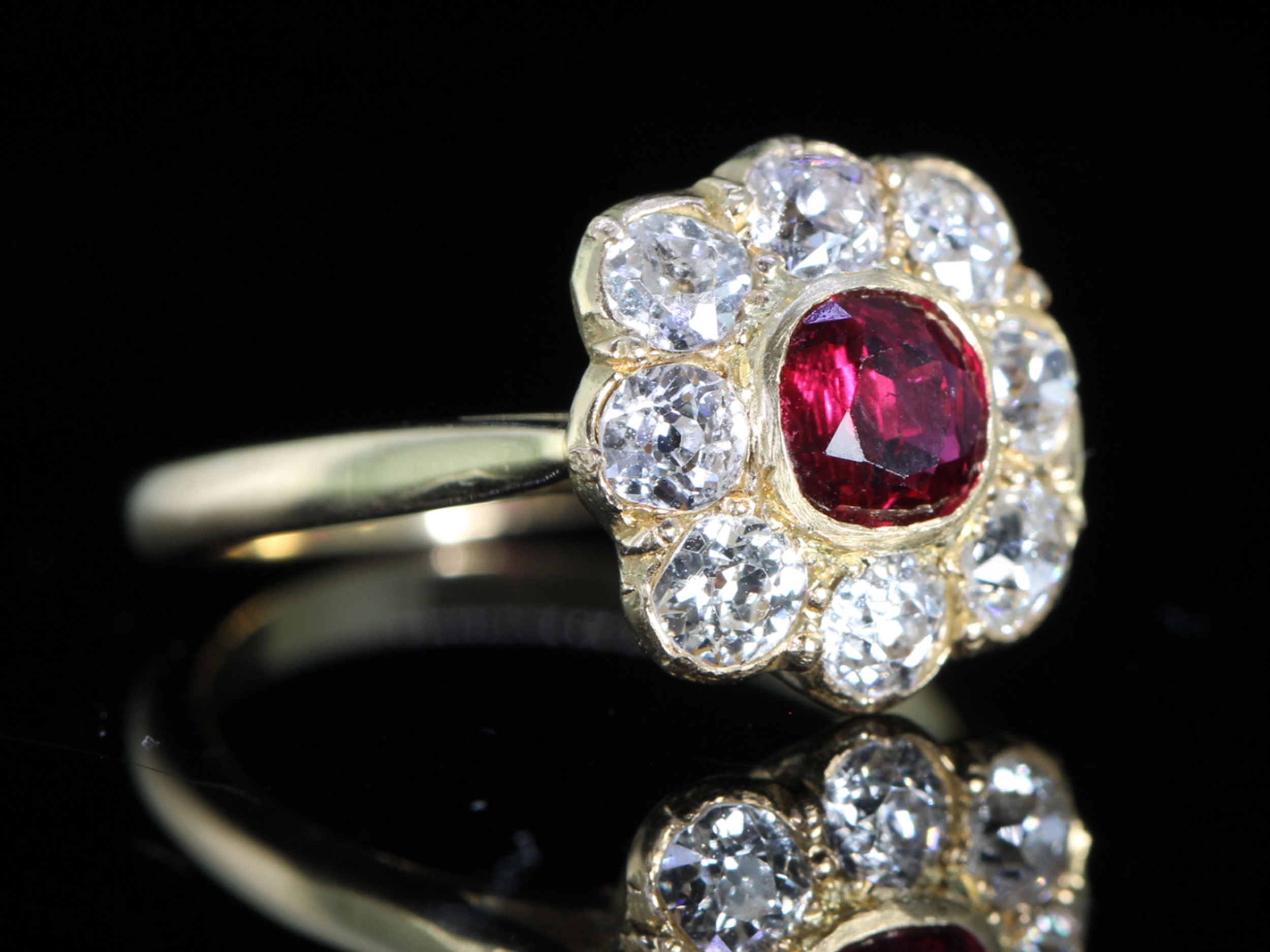 Vintage Ruby and Diamond 18ct Gold Cluster Ring