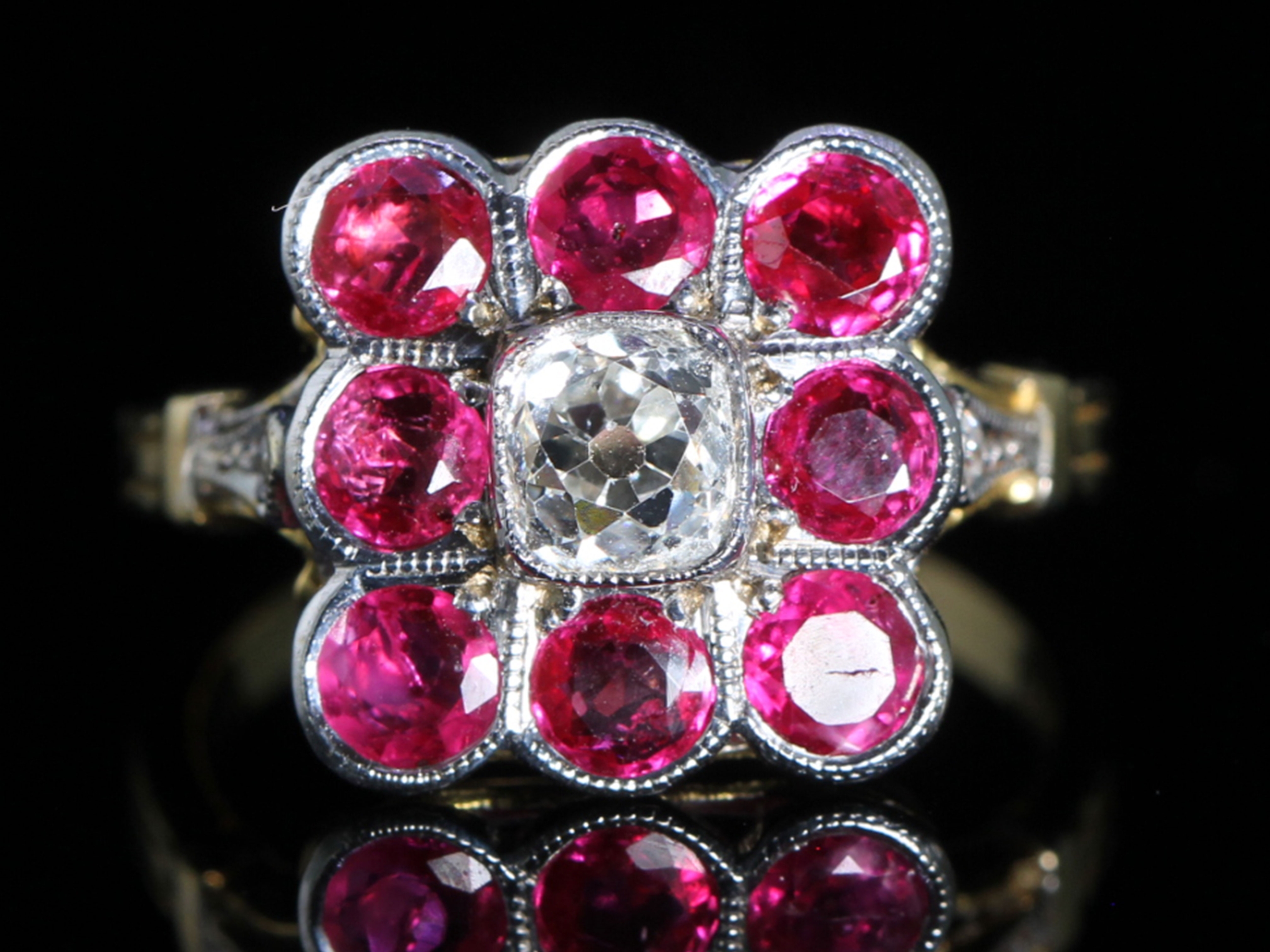 Edwardian Burmese Ruby and Diamond 18ct Gold Ring
