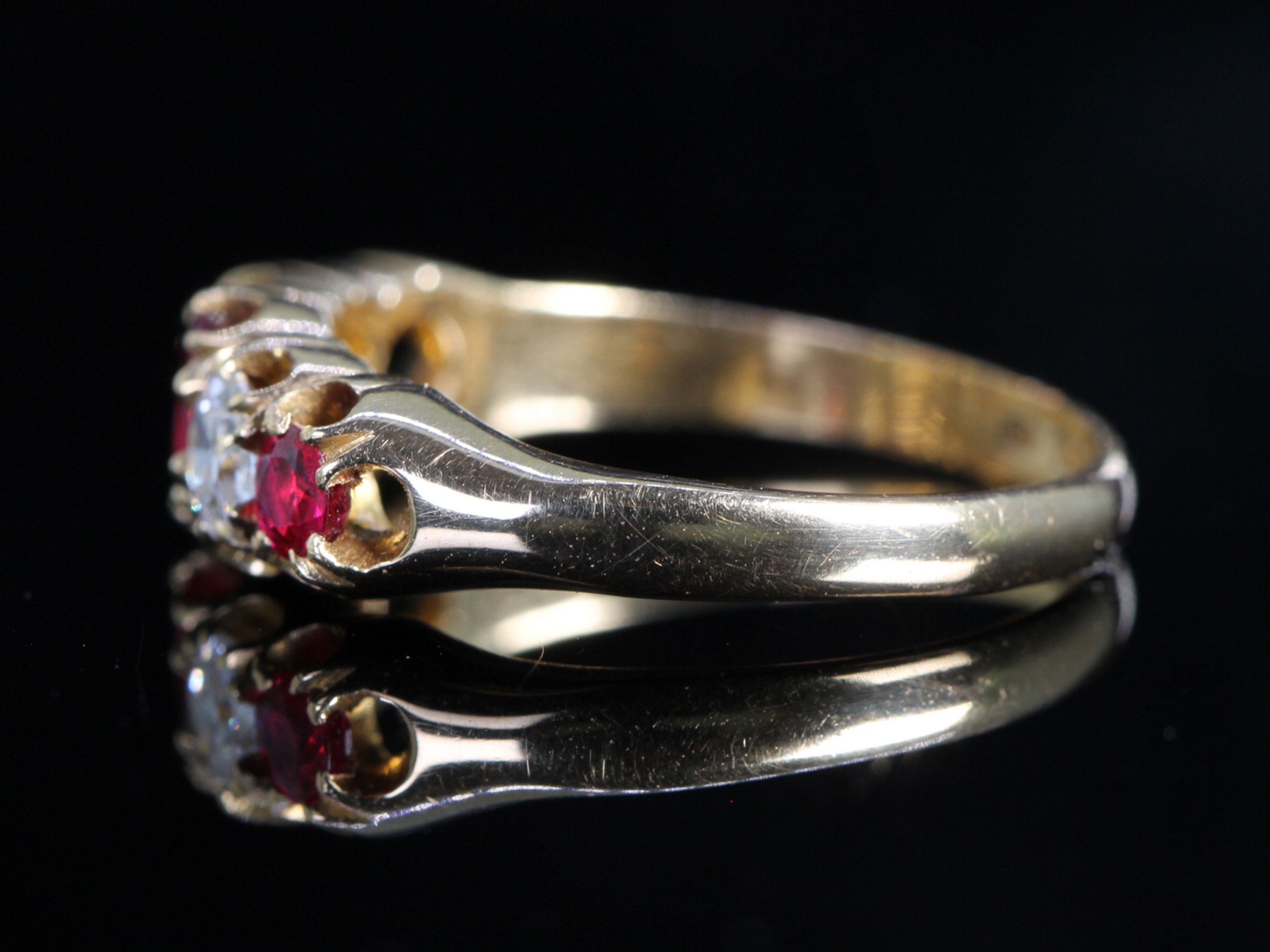 Edwardian Ruby and Diamond 18ct Gold Gypsy Ring