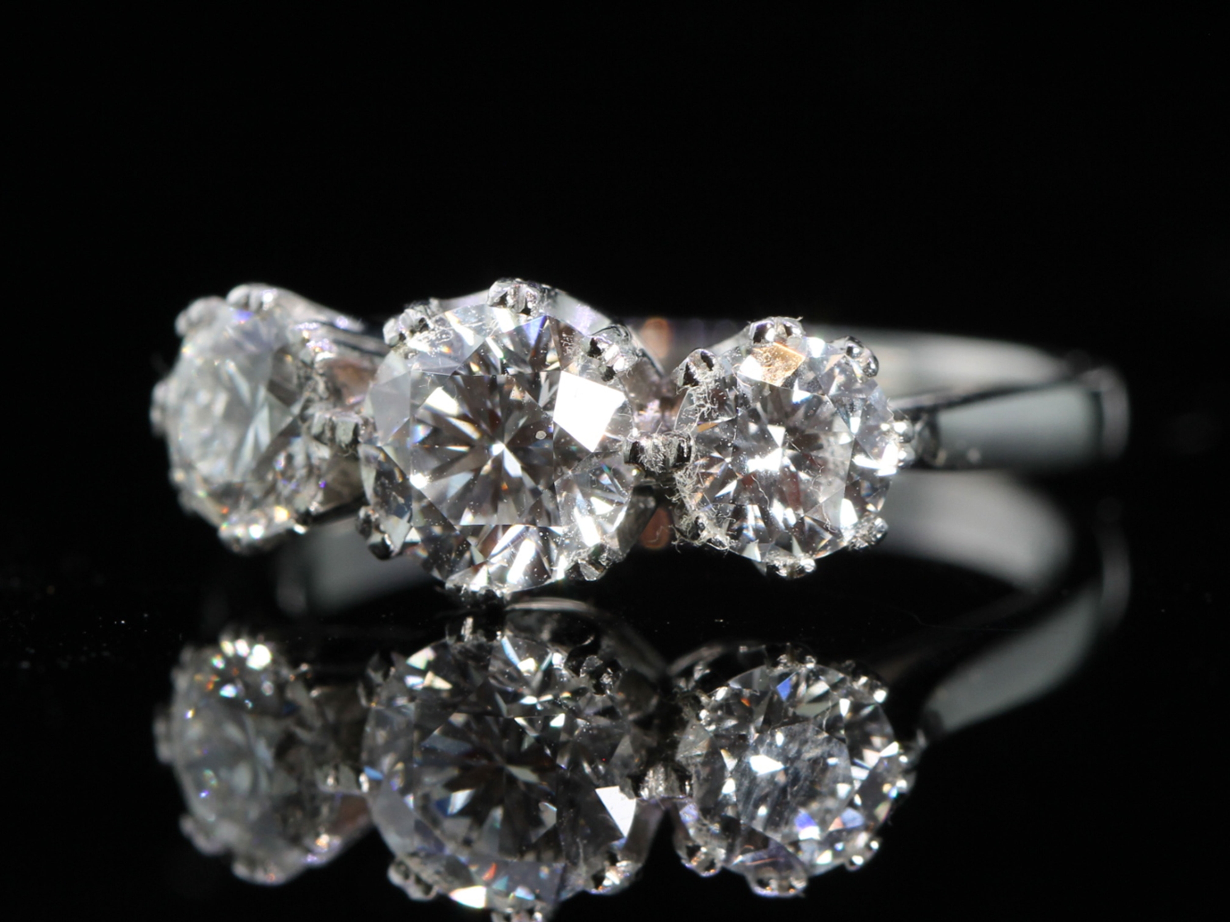 Vintage Platinum Diamond Trilogy Ring