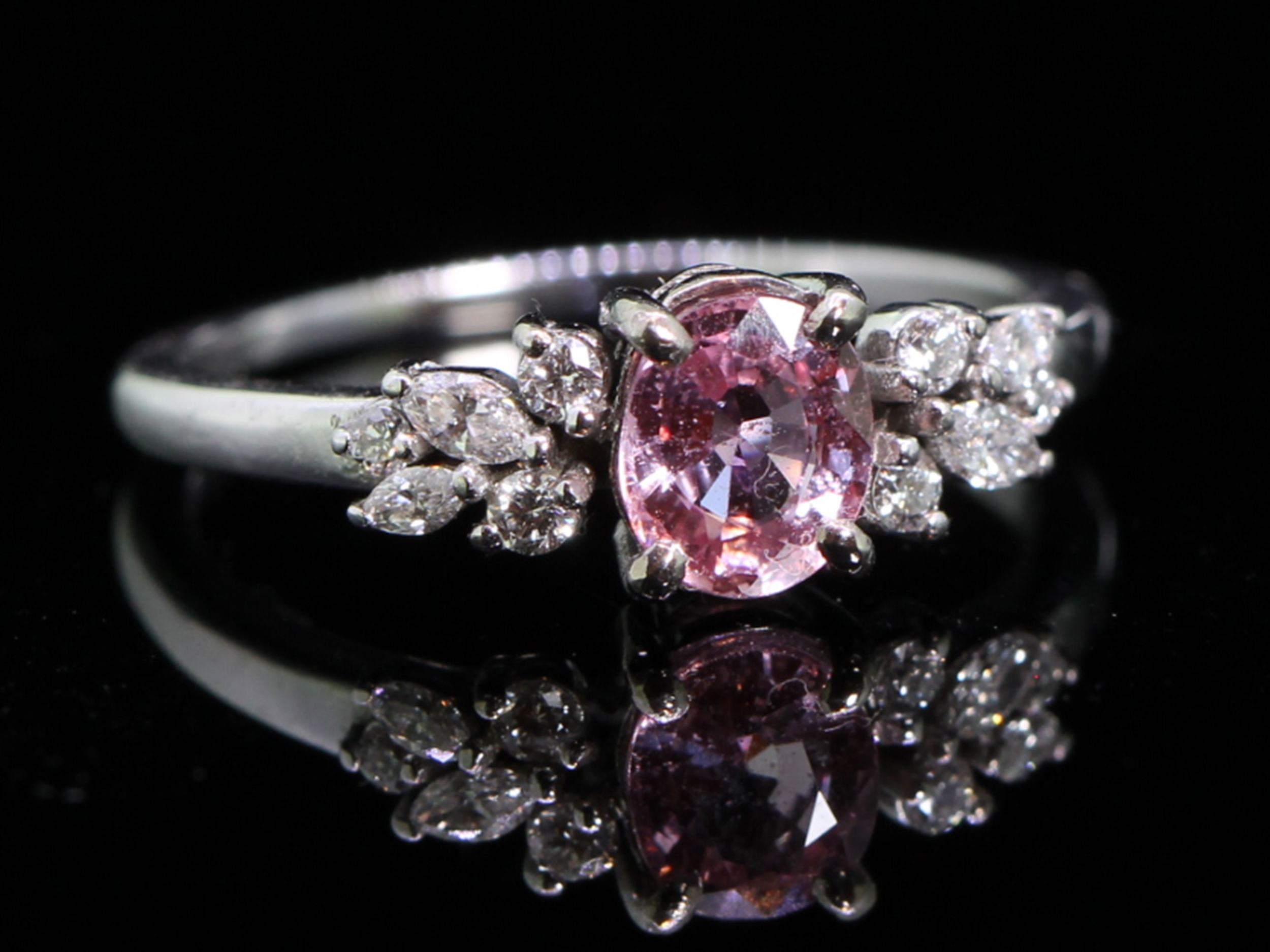 Pretty Pink Sapphire and Diamond 18ct Gold Floral Inspired Ring