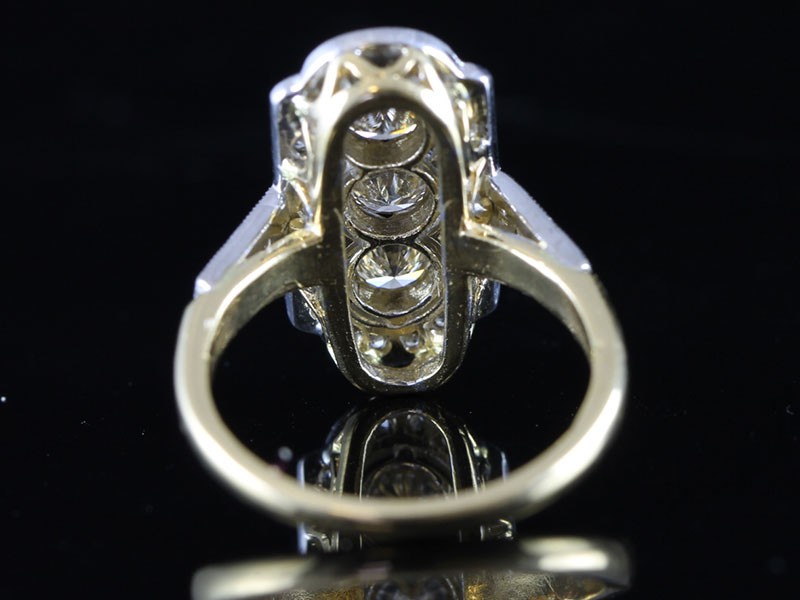 STUNNING ART DECO INSPIRED CHAMPAGNE DIAMOND 18 CARAT GOLD RING