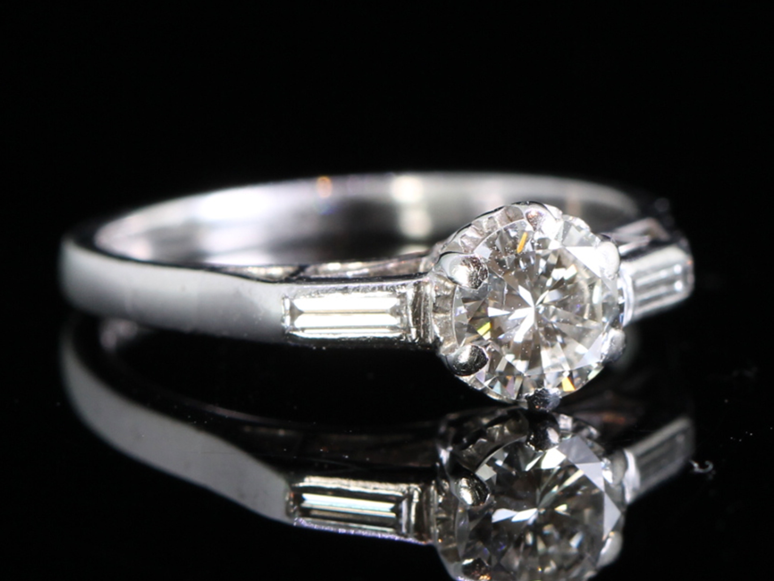 Circa 1950s Diamond Solitaire Platinum Ring