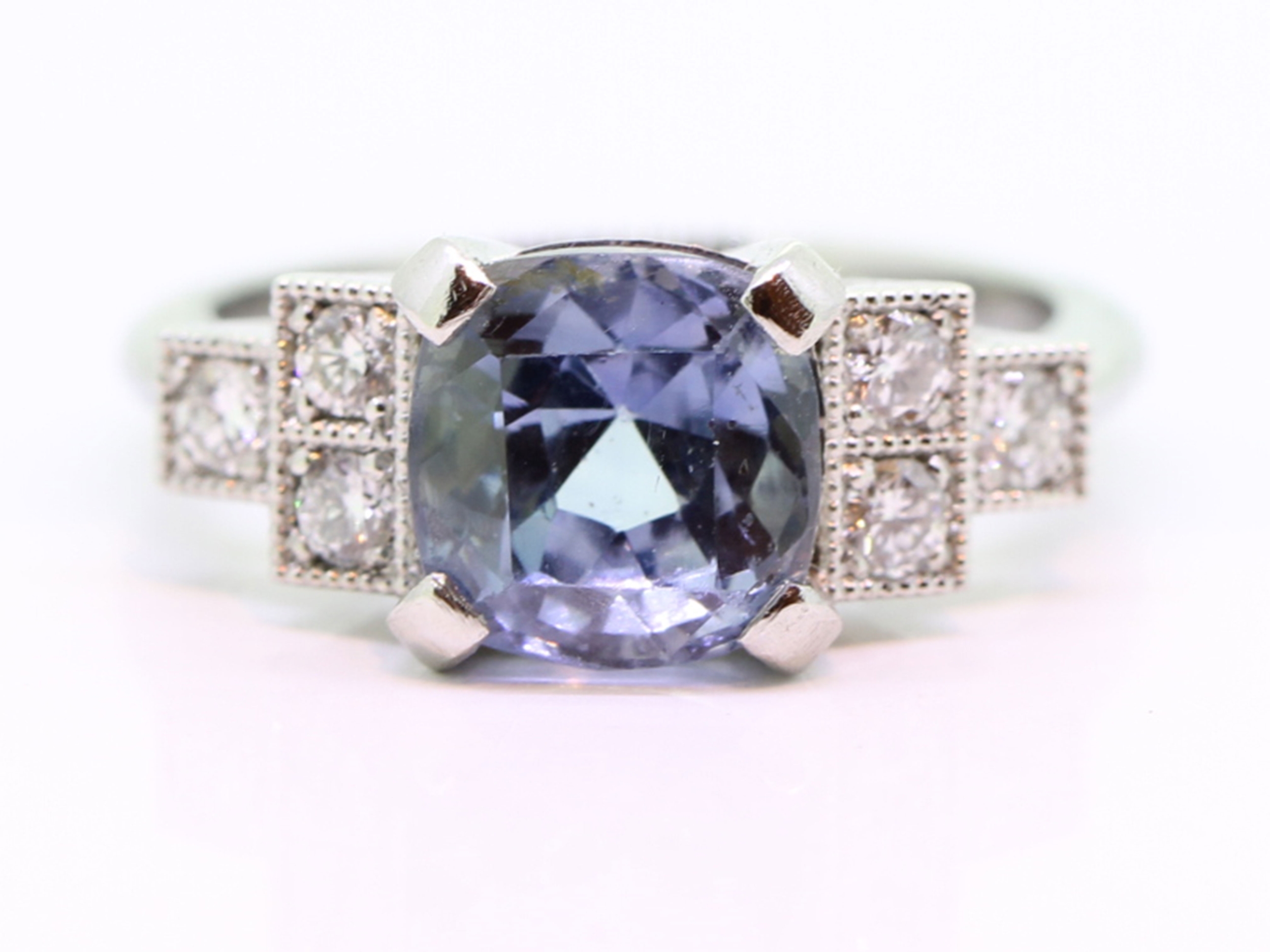 Natural Blue 4.52 Carat Sapphire and Diamond Platinum Ring With Cert 