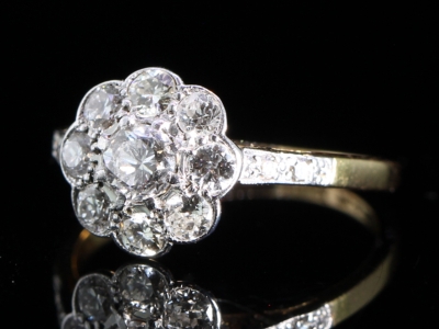 Art Deco Diamond Platinum and 18ct Gold Daisy Ring