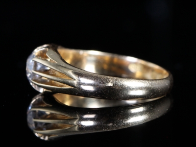 Edwardian Diamond Solitaire 18ct Gold  Signet Ring