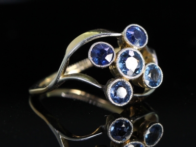 Victorian 18ct Gold Five Stone Sapphire Ring