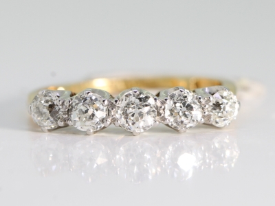 Edwardian Five Stone Diamond 18ct Gold Ring