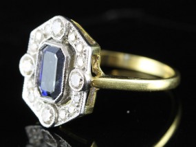 IRRESISTABLE INSPIRED ART DECO SAPPHIRE AND DIAMOND 18 CARAT RING