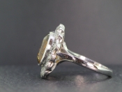FINE IMPRESSIVE LARGE CITRINE AND DIAMOND 18 CARAT WHITE GOLD COCKTAIL RING