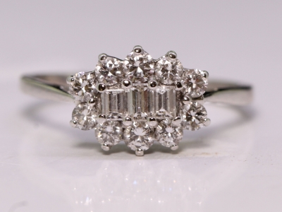 Vintage Mixed Cut Diamond Cluster 18ct Gold Ring