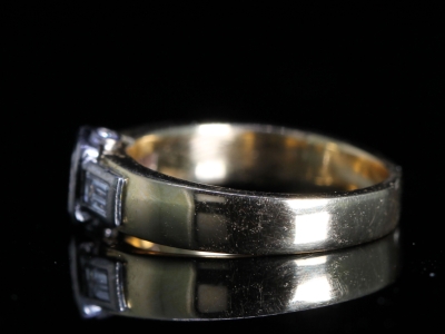  Vintage Princess and Baguette Diamond 18ct Gold Ring