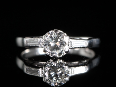 Circa 1950s Diamond Solitaire Platinum Ring