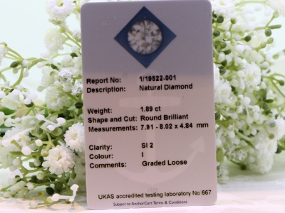 Stunning 1.89ct Diamond Solitaire Platinum Ring 