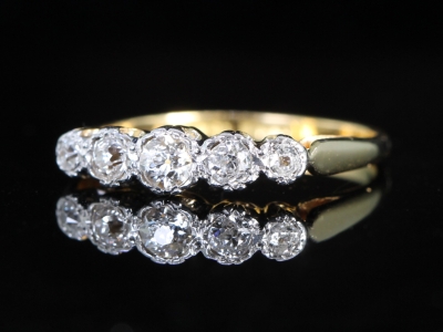 Edwardian Five Stone Diamond 18ct Gold Ring