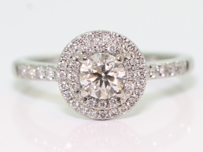 Celestial Round Center Diamond Double Halo Platinum Ring