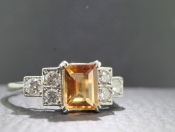  STUNNING IMPERIAL TOPAZ AND DIAMOND PLATINUM RING