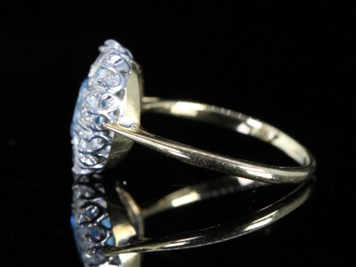 Art Deco Aquamarine and Diamond 18ct Gold Cluster Ring