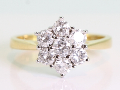 Beautiful Diamond 18 Carat Gold Daisy Ring
