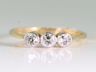 Edwardian Diamond 18ct Gold Trilogy Ring