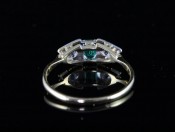 STUNNING CIRCA 1920's COLUMBIAN EMERALD AND DIAMOND GOLD AND PLATINUM RING