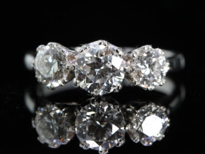 Vintage Platinum Diamond Trilogy Ring