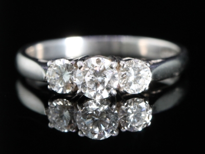 Vintage Diamond Platinum Trilogy Wedfit Ring